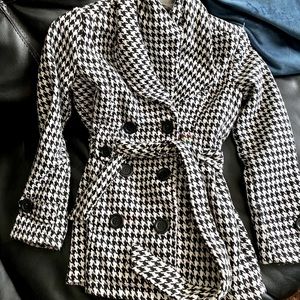 Girl’s Jou Jou Checkered Pea Coat - Size Medium
